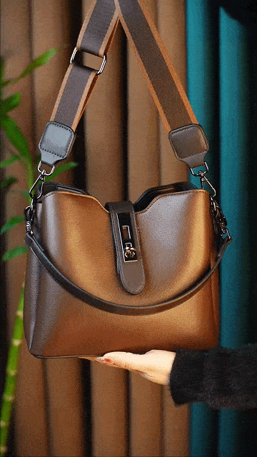 栃木レザー純手作りレトロ風バケツバッグ全体画像