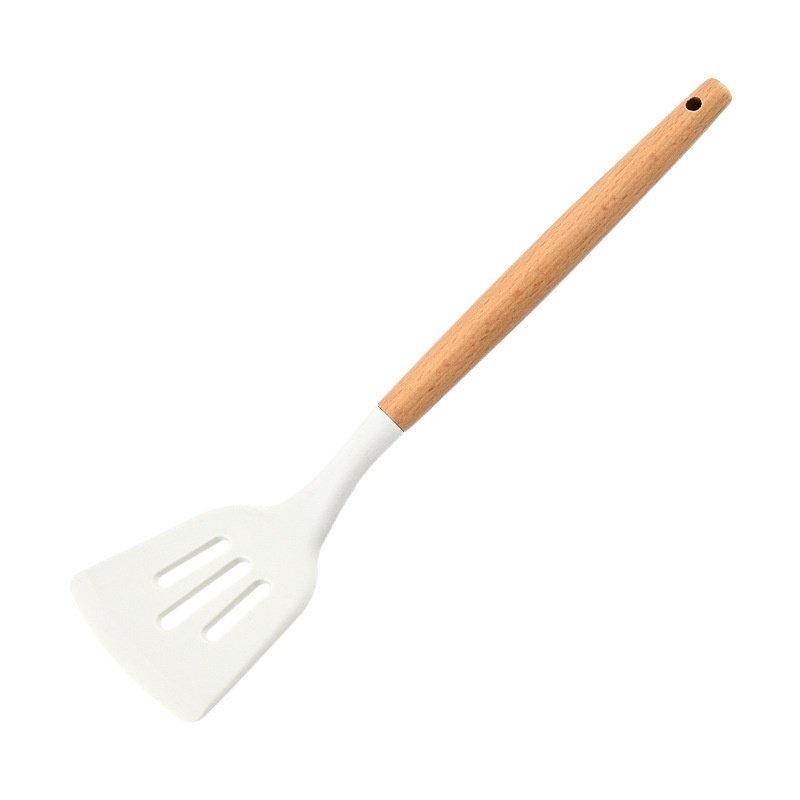 Wooden handle silicone kitchenware three-piece set soup spoon spatula kitchenware set non-stick stea