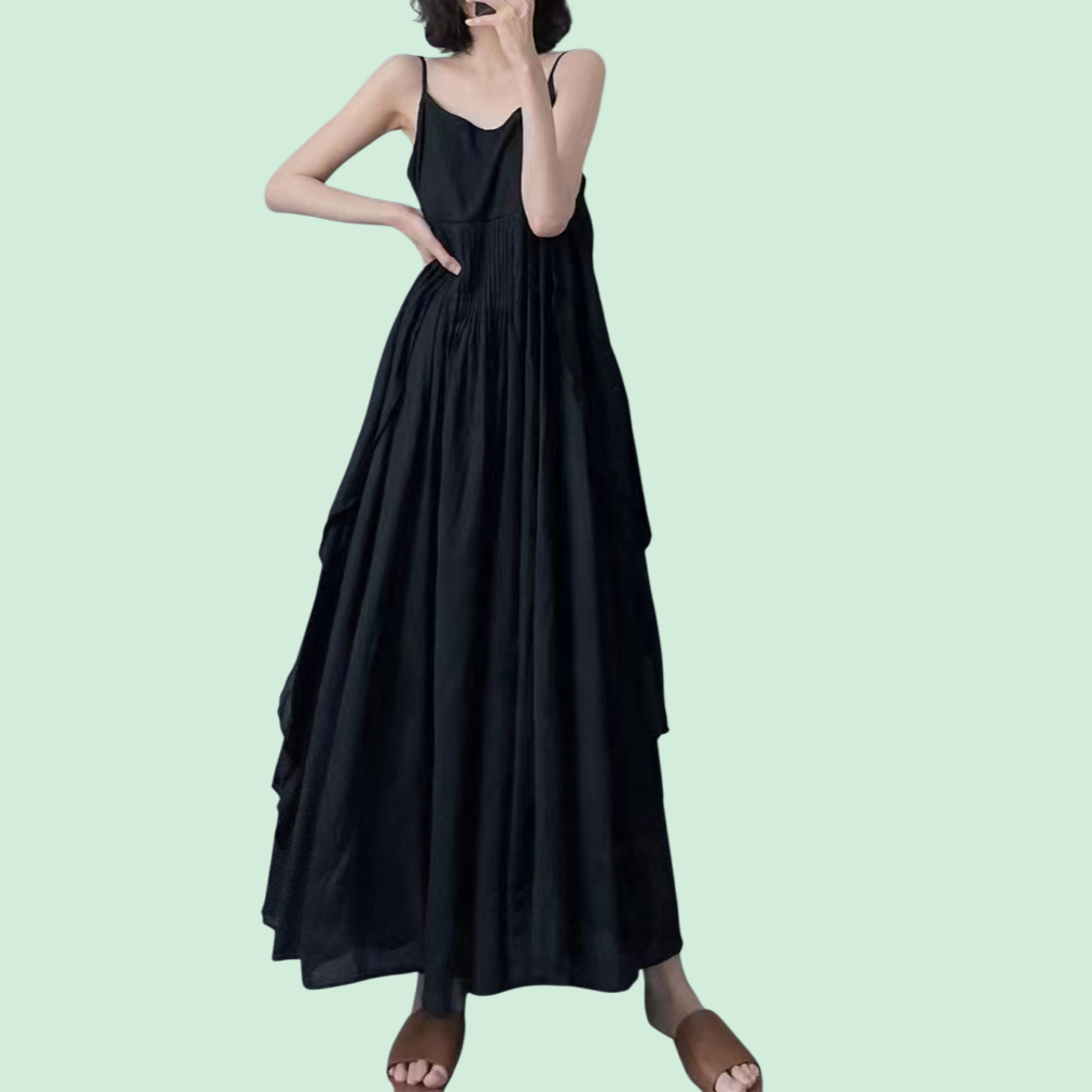 일본 스타일 민소매 슬립 원피스