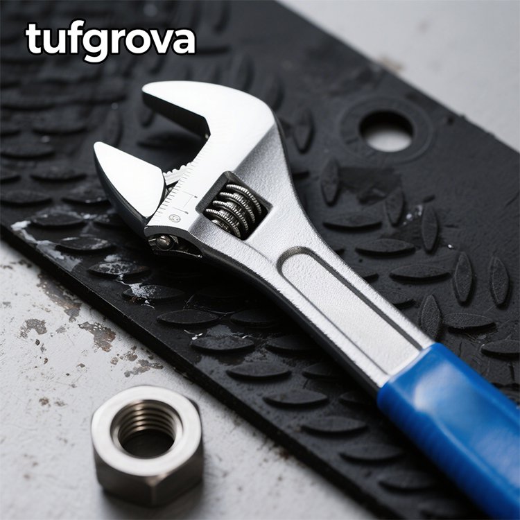 Detalle de la boca ancha de la llave inglesa ajustable