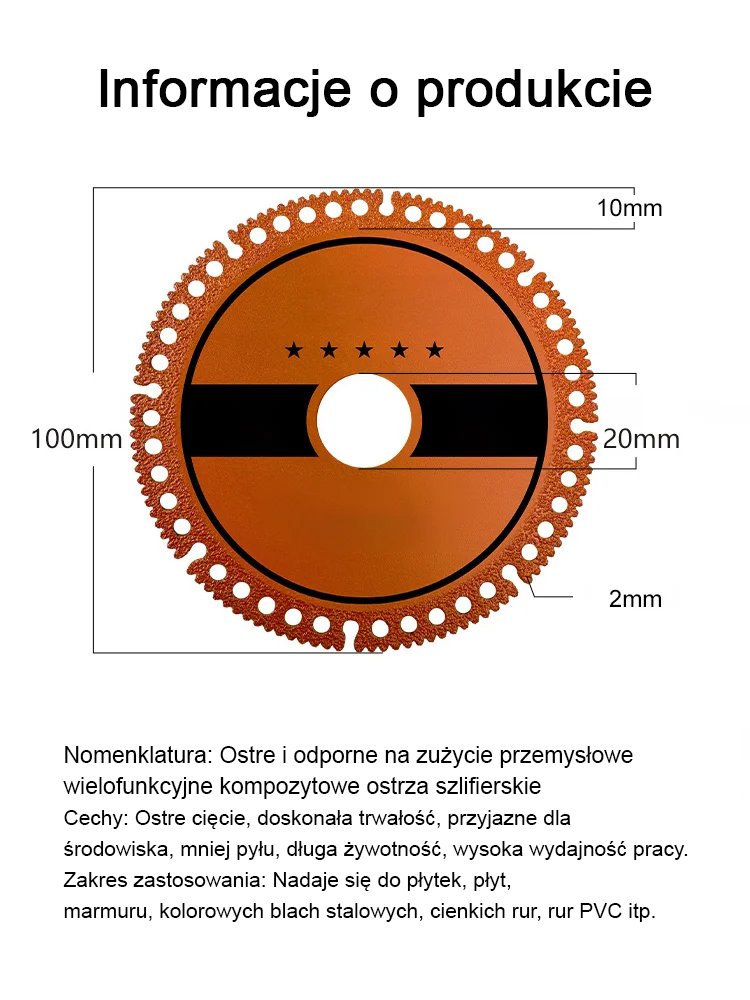 Ostry i odporny na ścieranie przemysłowy wielofunkcyjny dysk tnący