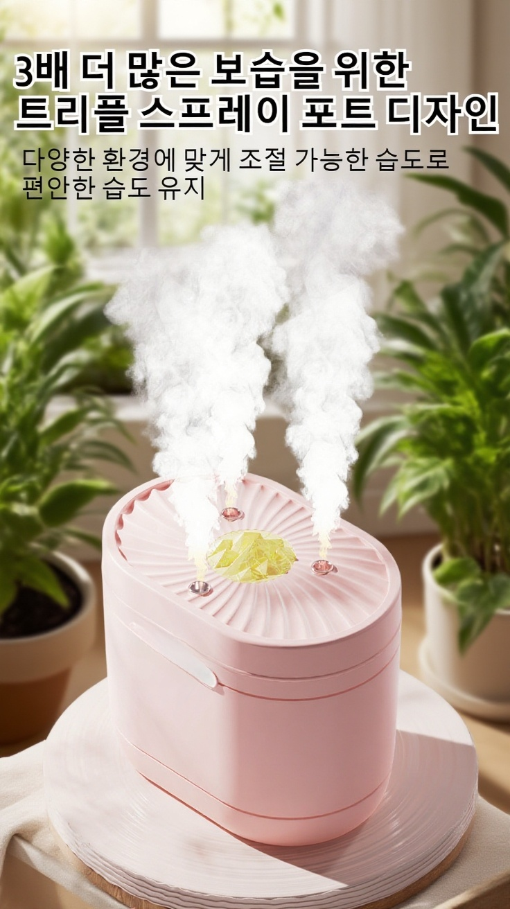 3분사 노즐로 분사되는 가습기 모습