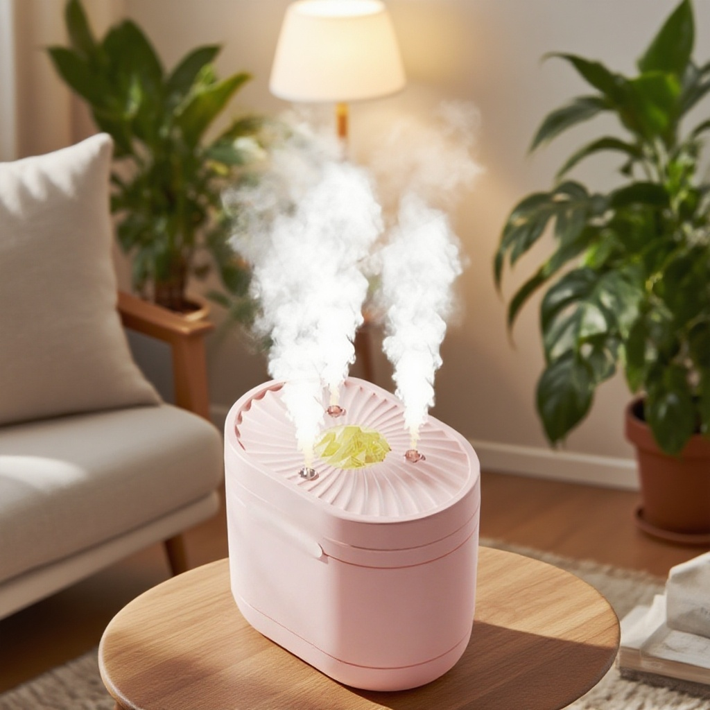 가정용 소형 가습기 컬러 탁상용 3분사 노즐 무드등 침실 사무실용