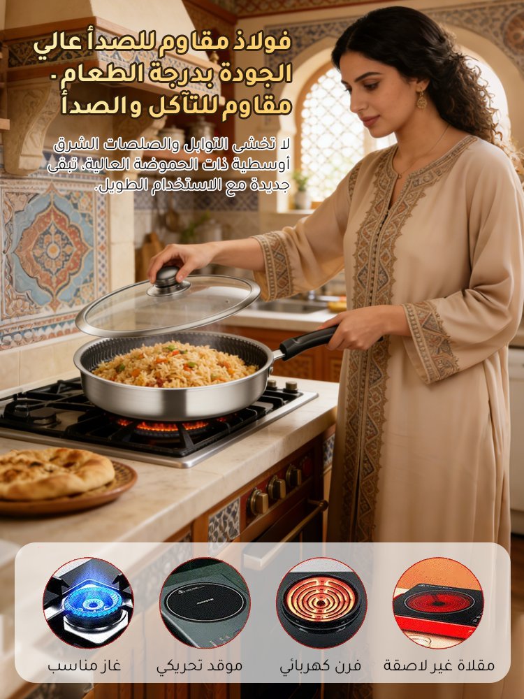 مقلاة من الفولاذ المقاوم للصدأ（قلي البيض / قلي شرائح اللحم）
