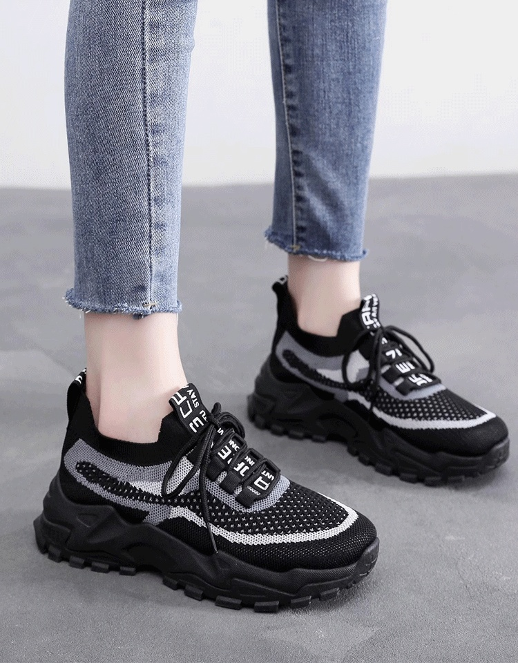 春夏新作フライニット厚底スニーカー女性用