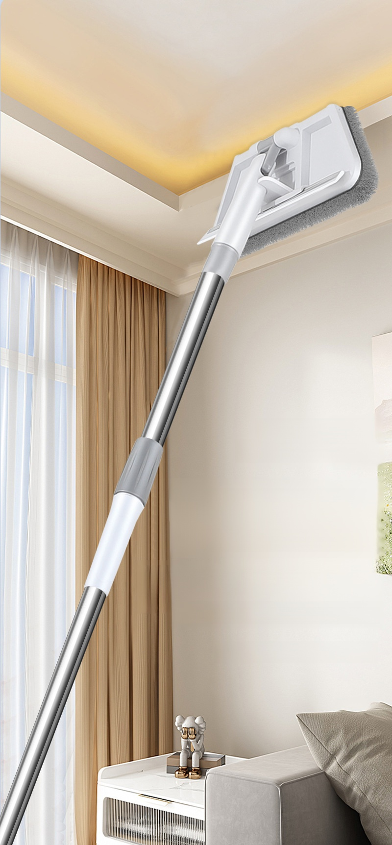 折りたたみ可能な三角モップの全体画像