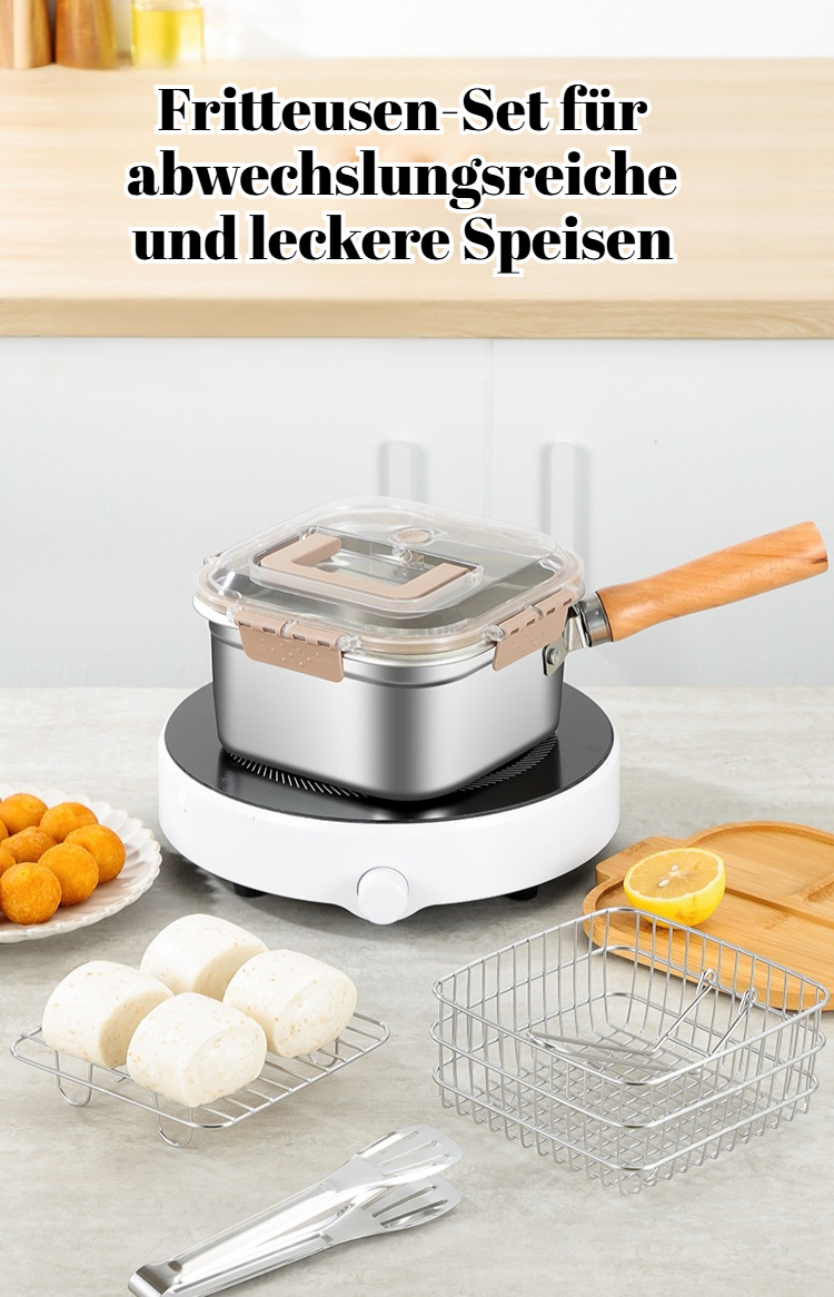 Bratpfanne aus Edelstahl 304, Haushaltstemperaturregelung, verdickte kleine Bratpfanne, Induktionshe