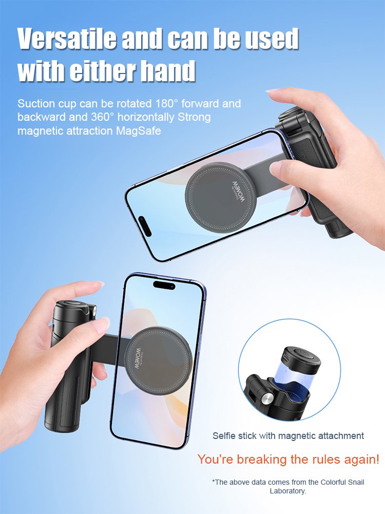 【3-in-1 Magnetic Palm Stick】Portable Magnetic Bluetooth Selfie Stick