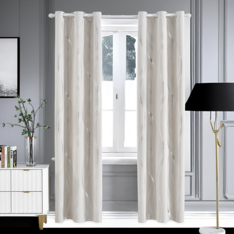 High-precision silver-stamped blackout curtain fabric