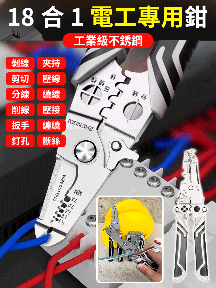 【一把頂10把】 18合1折疊剝線鉗