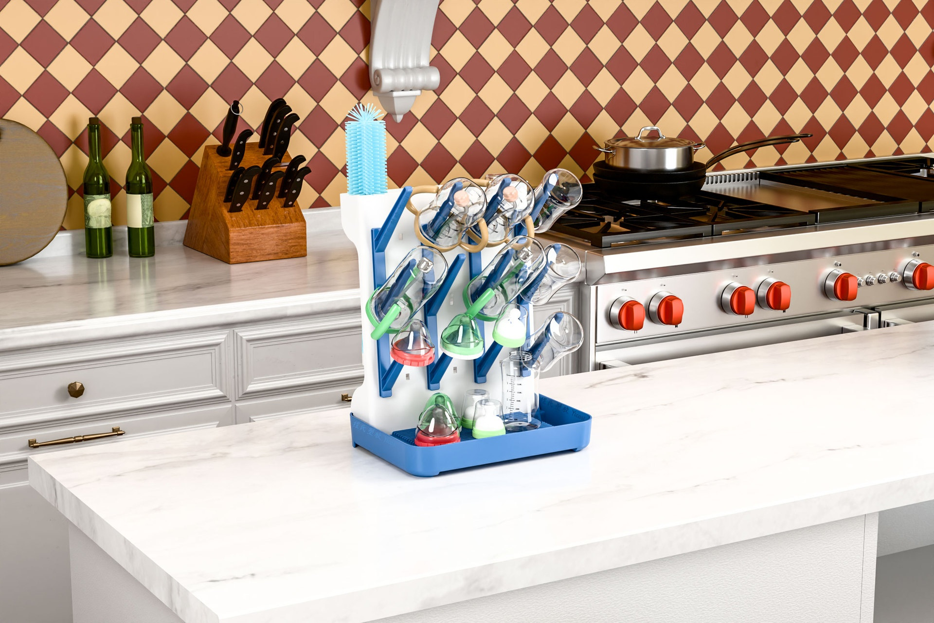 高品質素材を使用したボトル乾燥ラックのアップ