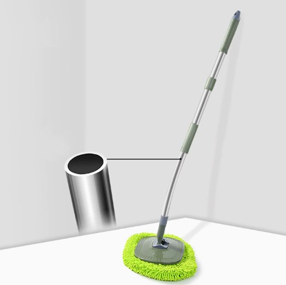 Car wash mop with retractable soft bristles