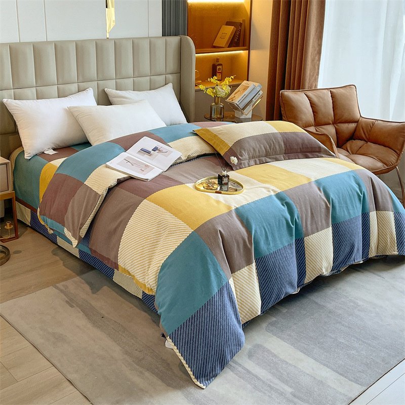 コットンモノグラム掛け布団カバーコットンシングル秋冬掛け布団カバー新中国製厚手起毛掛け布団カバー単品