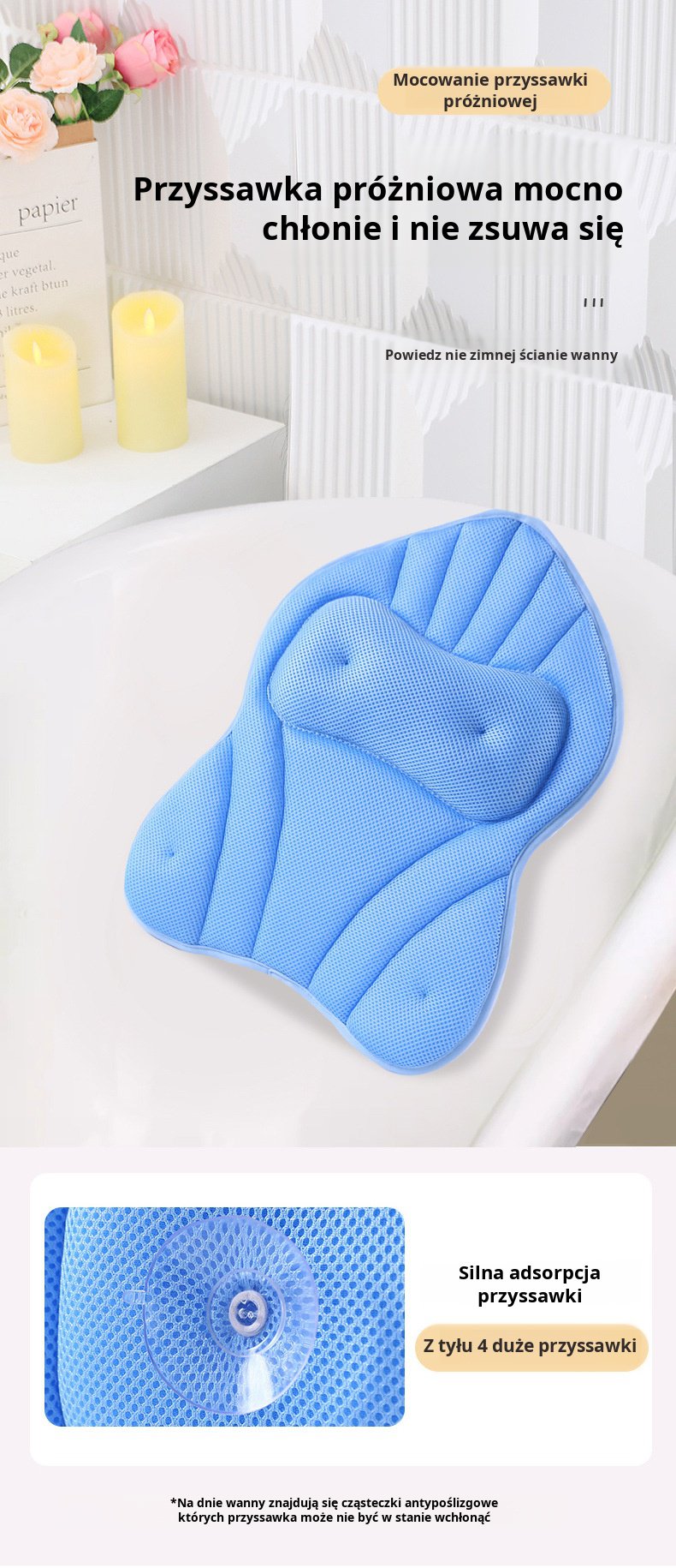 Poduszka do relaksującej kąpieli w wannie