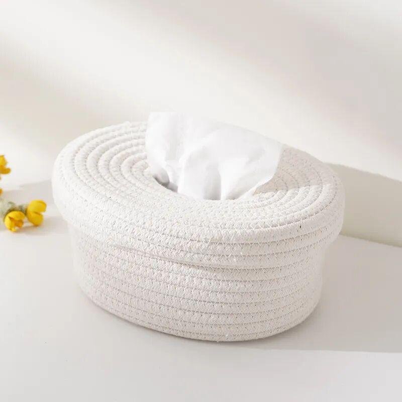 Cotton rope paper box with lid Nordic style living room dining table napkin storage box tissue box l