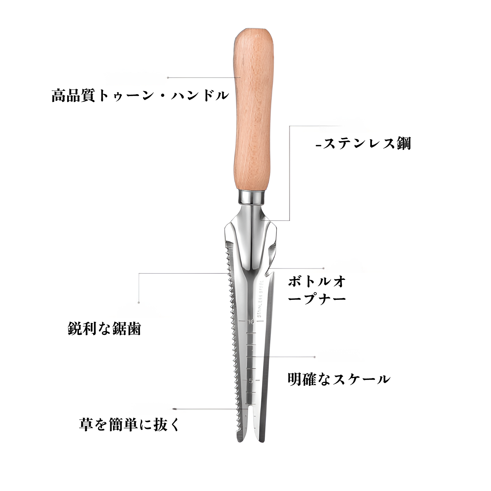 緩い土を簡単に掘り起こせる除草ナイフ