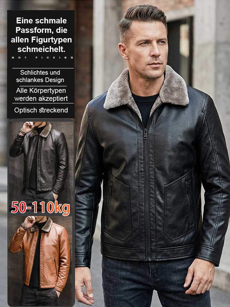 Herren gefütterte und verdickte Lederjacke