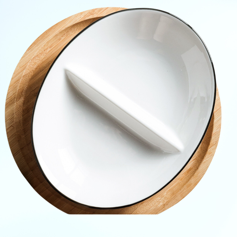 家庭用の複数のコンパートメントを備えた分割された脂肪減少定量食事トレイ、2コンパートメントセラミック食事トレイ