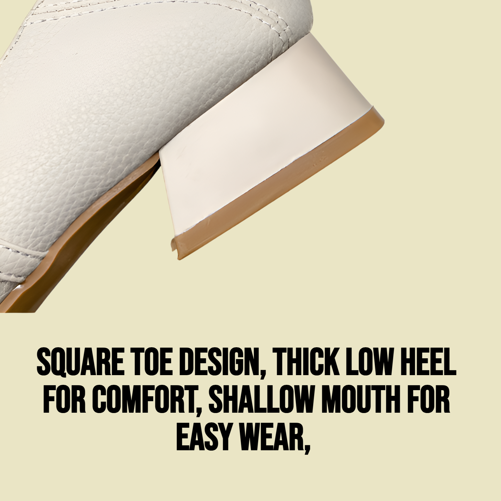 Square toe thick low heel shallow mouth single shoe