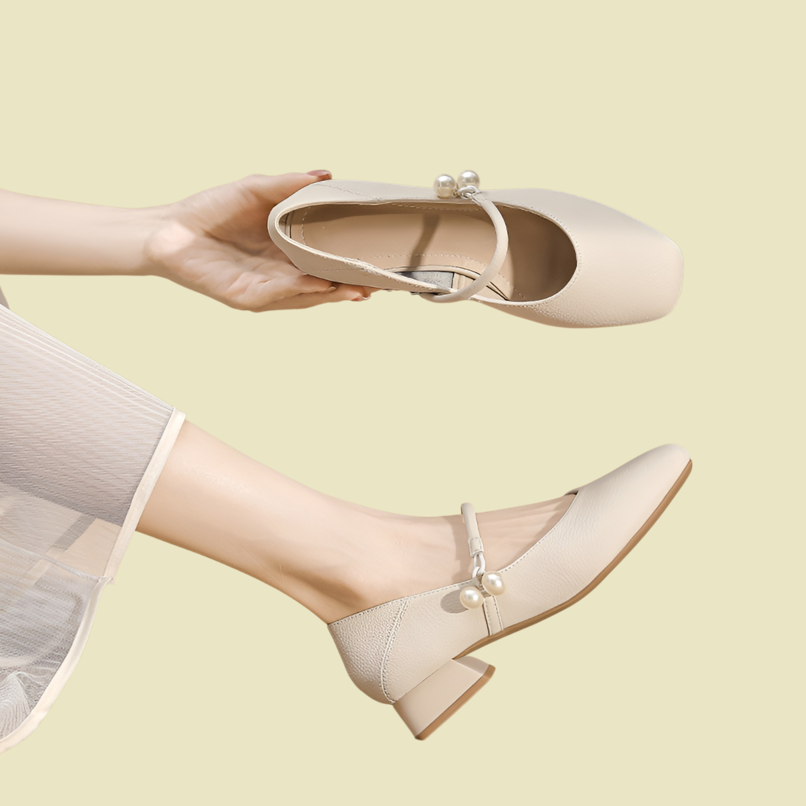 Square toe thick low heel shallow mouth single shoe