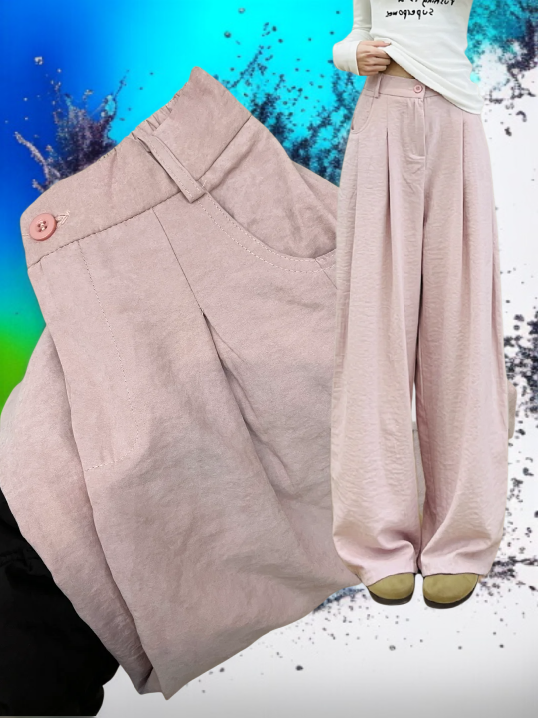 핑크색 와이드 진