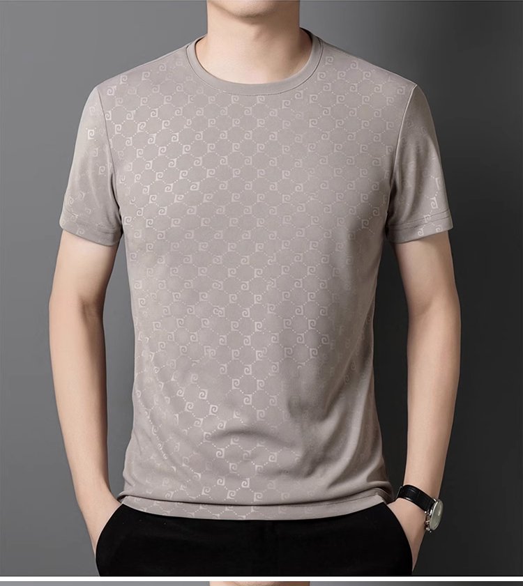 고급스러운 자카드 원단의 남성 반소매 티셔츠