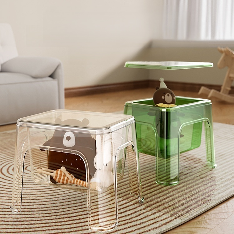 Przezroczysty stołek do przechowywania