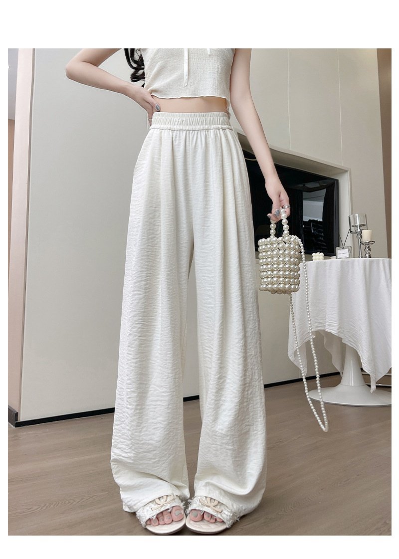 アイスシルク素材を使用した涼しいワイドパンツ