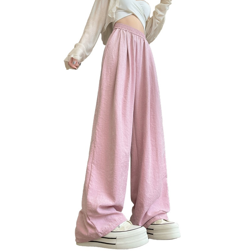 クリームムースヤマモト パンツ レディース 夏 カジュアル 多用途 ドレープ クリーム パンツ テクスチャード レイジー アイスシルク ワイドレッグパンツ