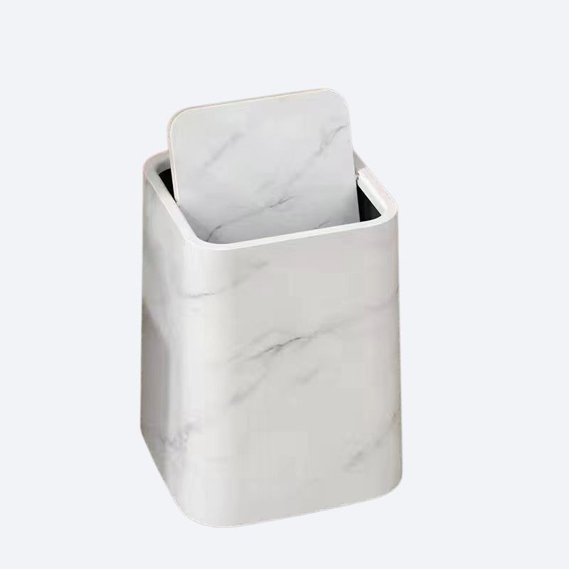 Vintage marble household large capacity covered trash can