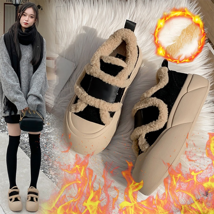 기모 도톰 여성용 벨크로 통굽 스니커즈