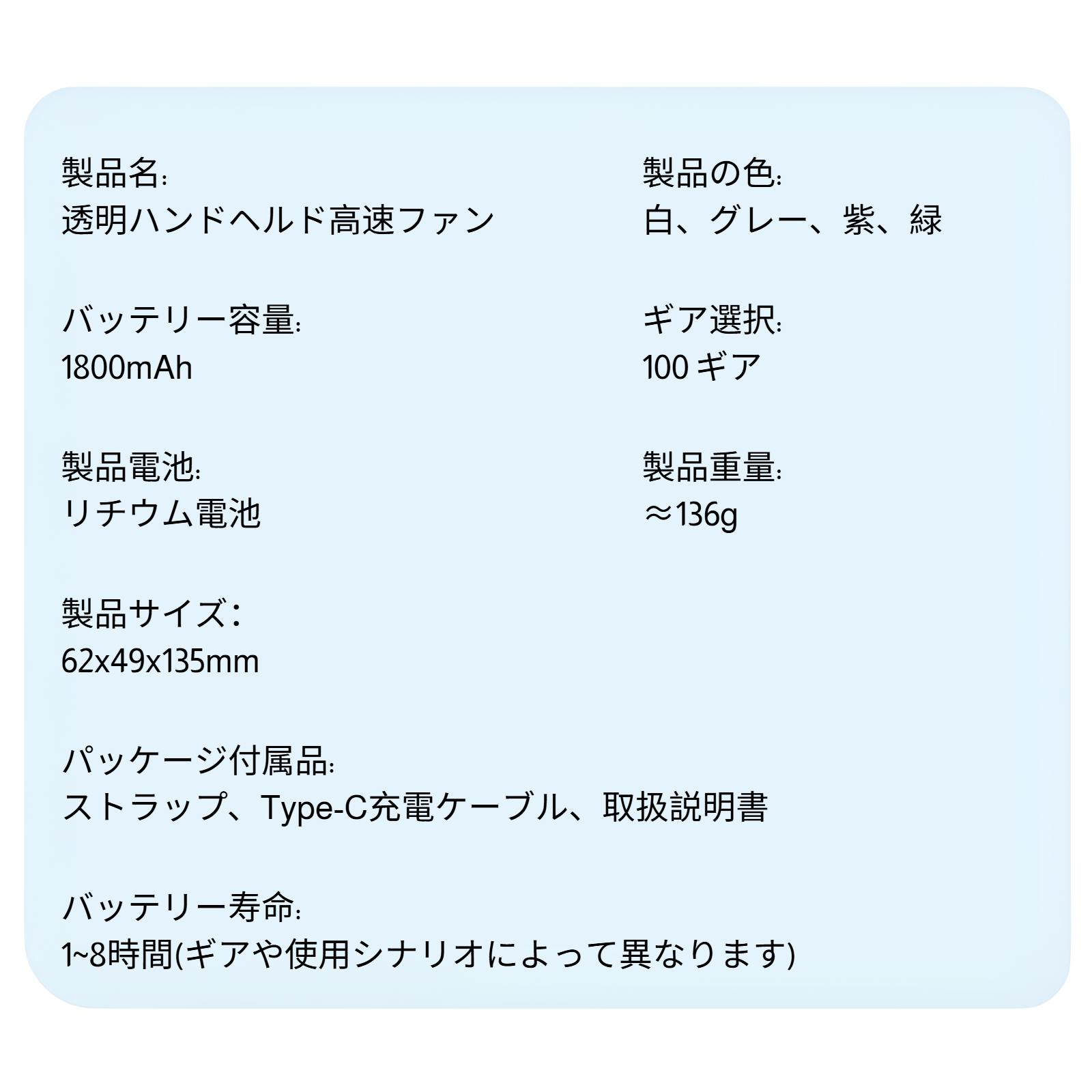 ミニターボファン 100ギア デジタルディスプレイ 高速ハンドヘルド 小型ファン ポータブル カラフル ライト 高速ファン
