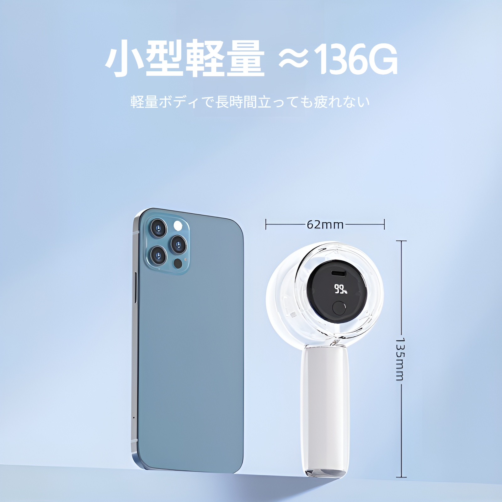 ミニターボファン 100ギア デジタルディスプレイ 高速ハンドヘルド 小型ファン ポータブル カラフル ライト 高速ファン