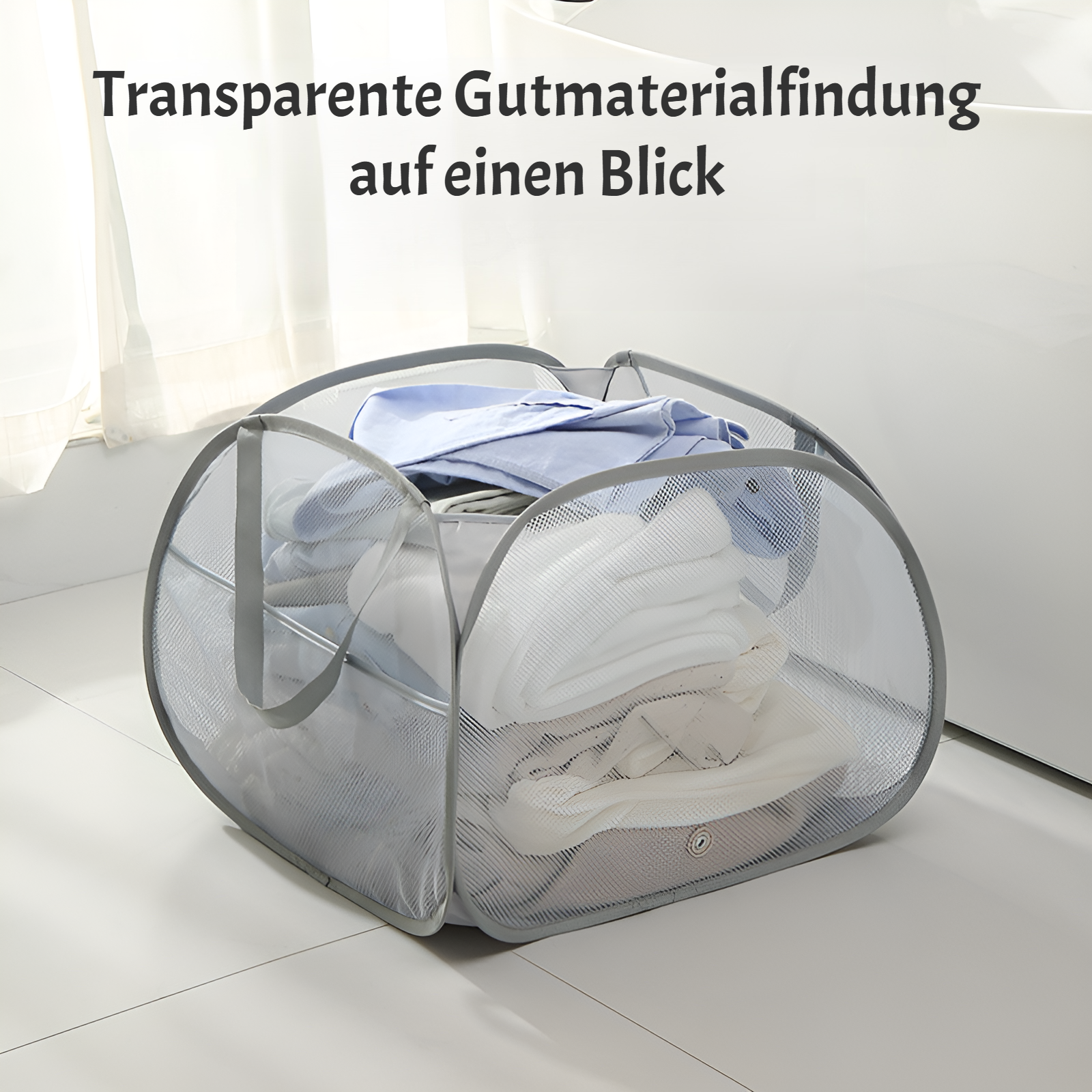 Großer Wäschekorb mit 90 l Fassungsvermögen, faltbarer Aufbewahrungskorb für schmutzige Kleidung, gr
