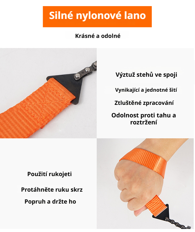 Ukázka použití ruční řetězové pily na větvi