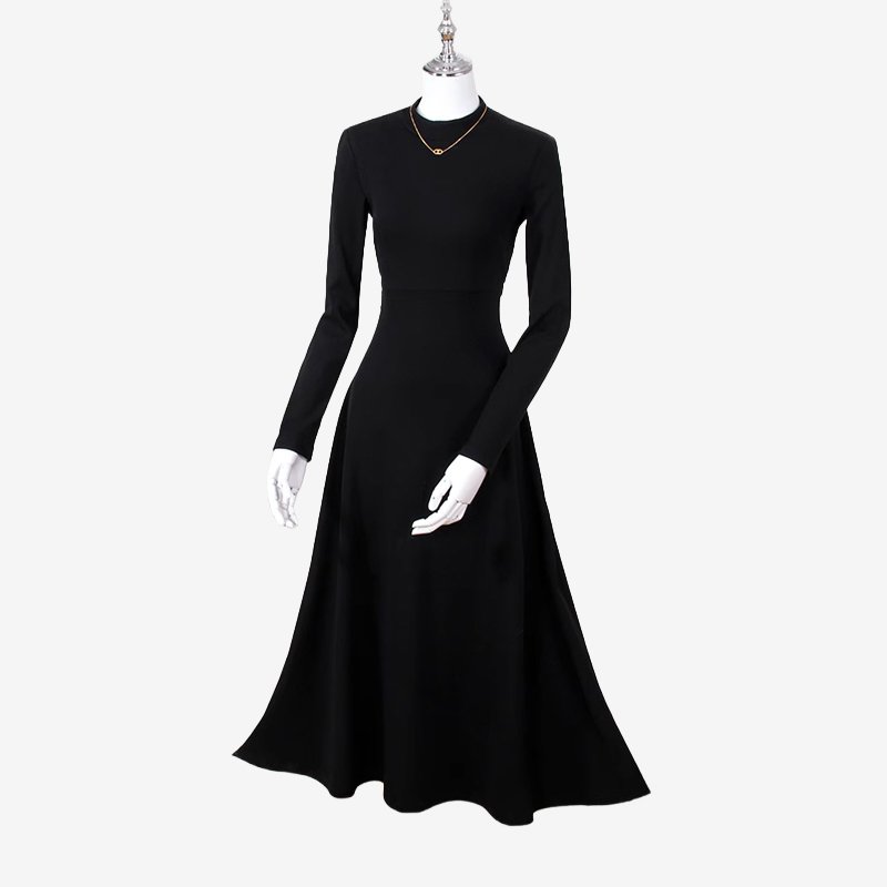 リブ織りロングワンピース