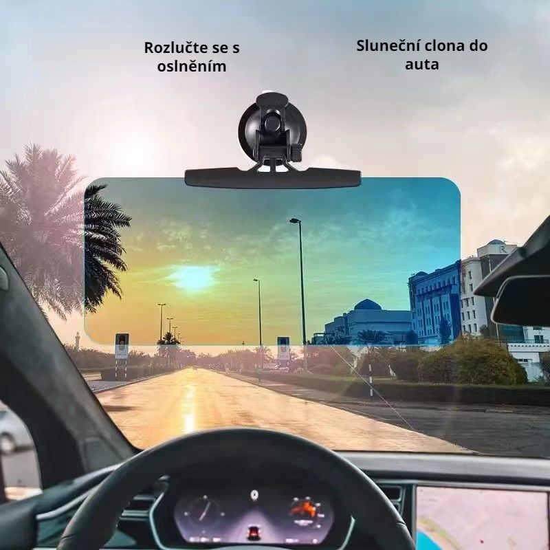 Skládací sluneční clona s funkcí automatického přepínání dálkových světel ve dne i v noci