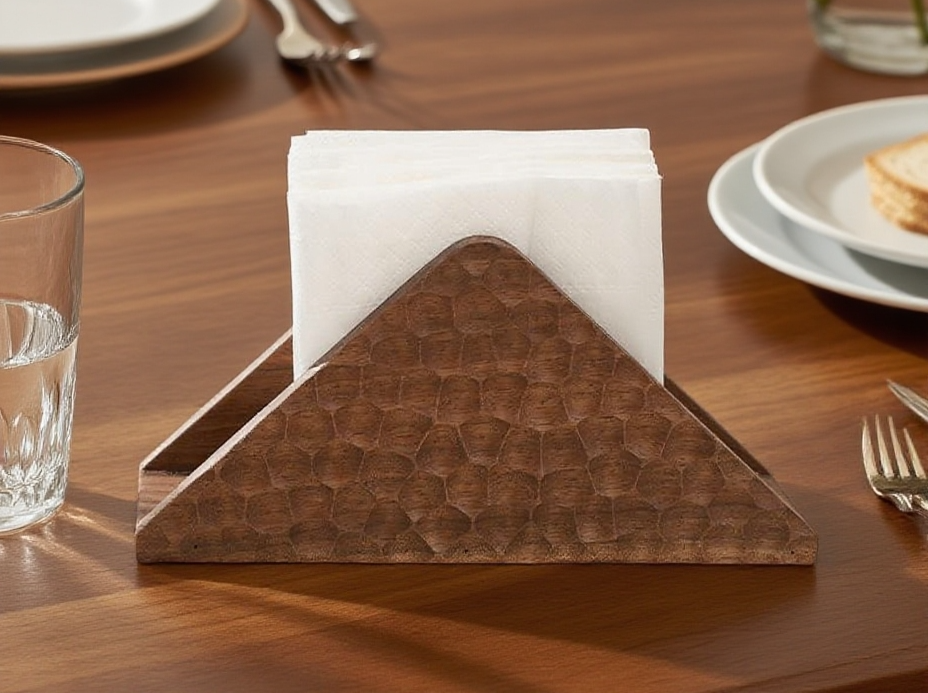 實木三角形餐巾紙收納架展示圖