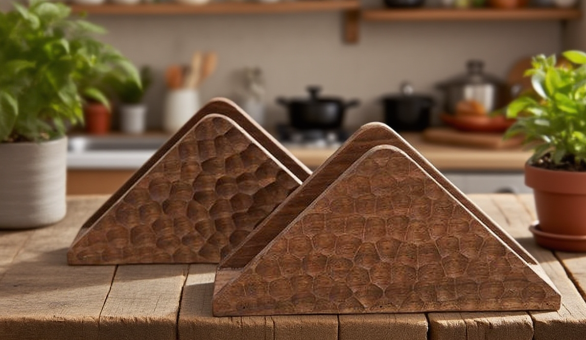 環保天然木頭餐巾紙架