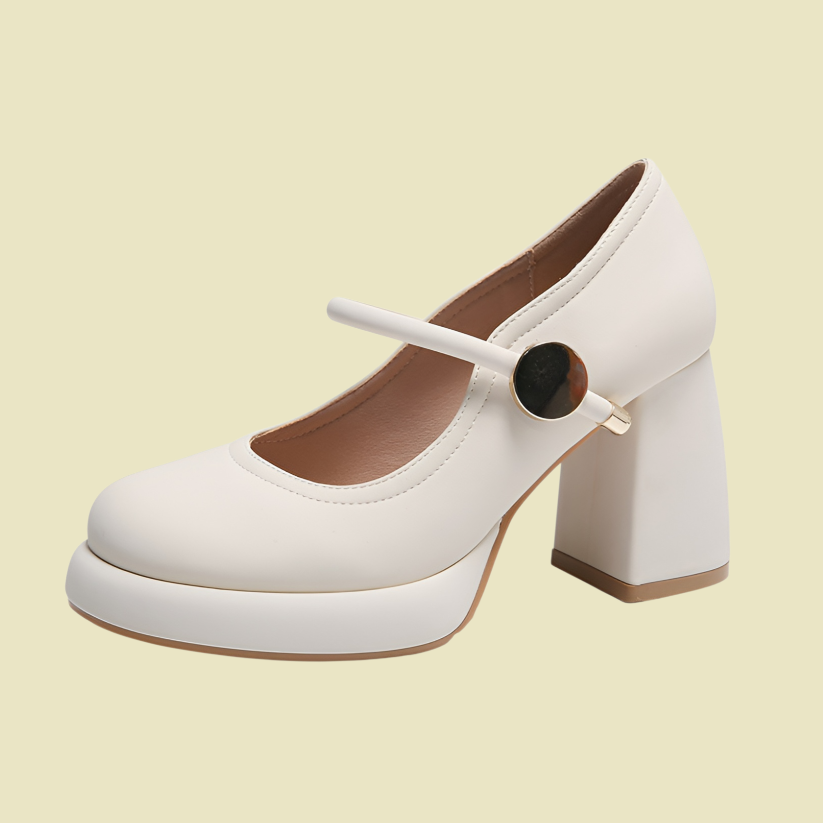 French style high-heeled single button shoes