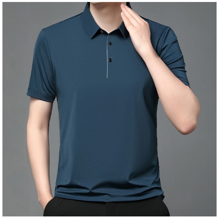 メンズ半袖Tシャツ 夏の緩い薄いトップスメンズカジュアルラペル半袖Tシャツ