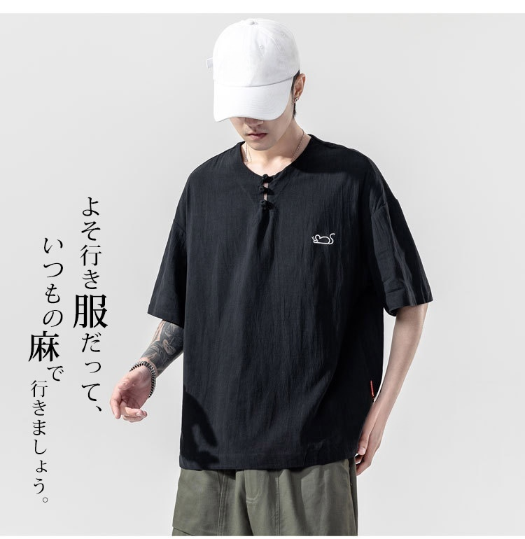 Mから5XLまで対応リネンTシャツ