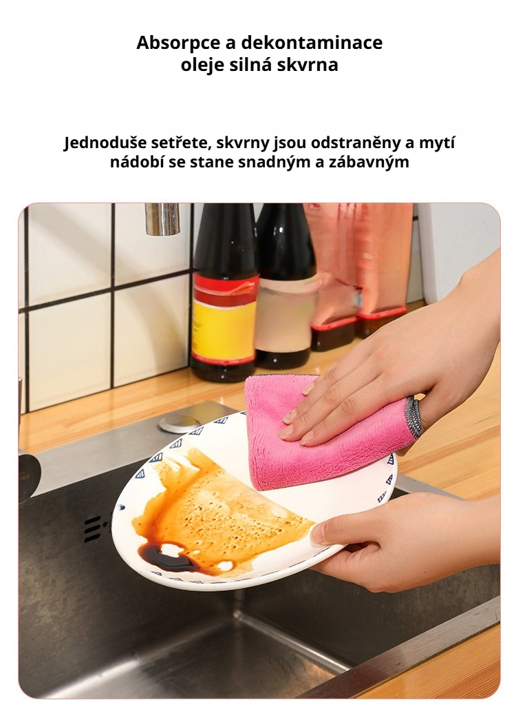 Podložka z korálového fleecu při čištění kuchyňské linky