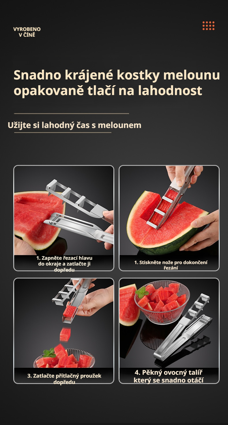 Ukázka krájení melounu kráječem