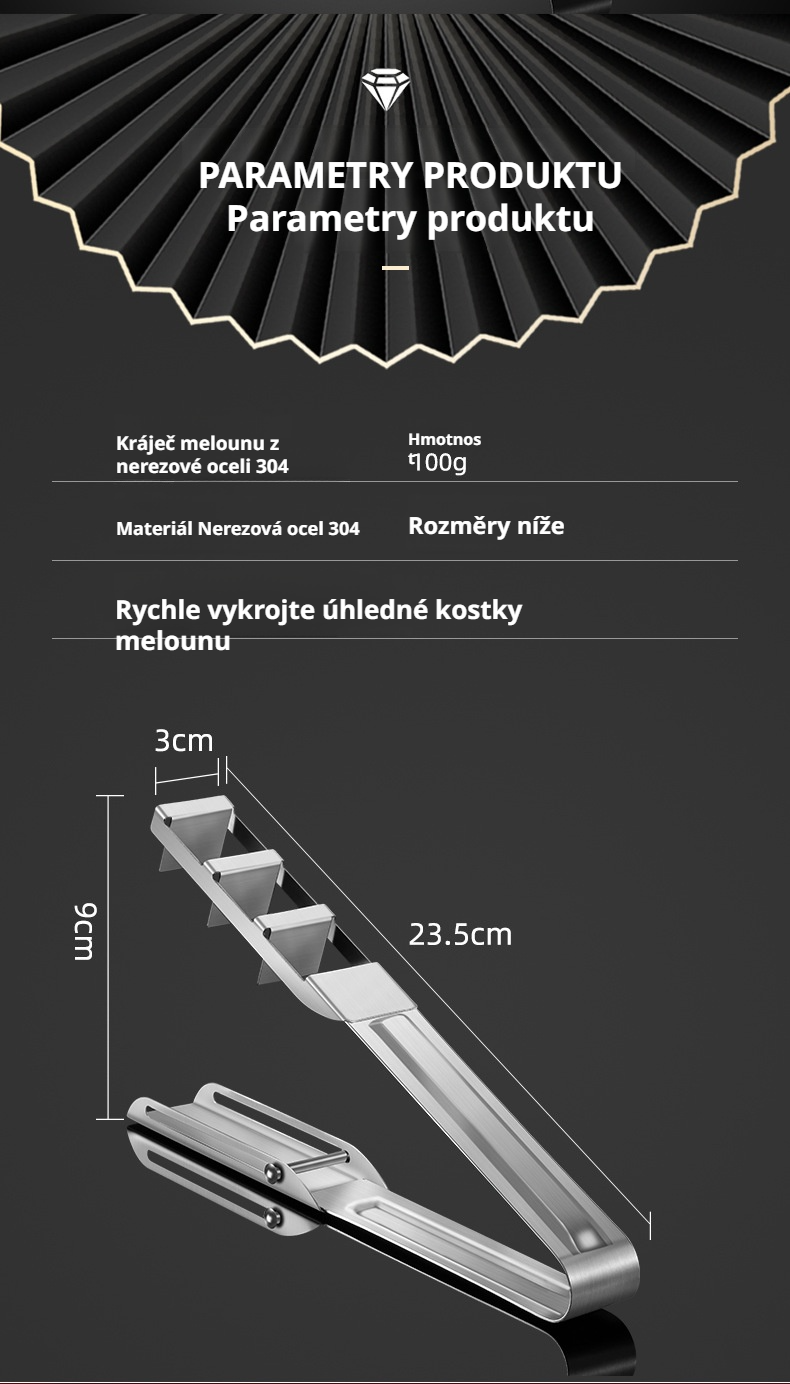 Detail bezpečného a odolného kráječe na meloun