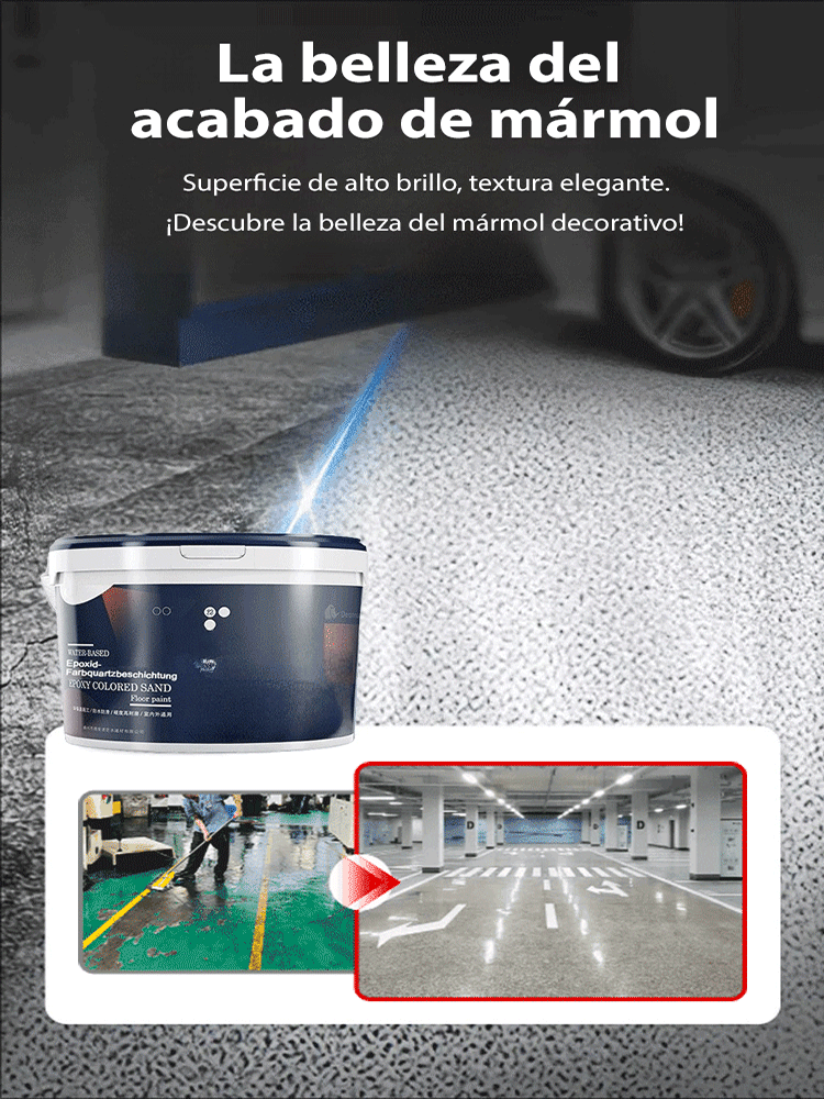 【Enviar agente de curado】Pintura para pisos de arena de  colores epoxi imitación mármol.
