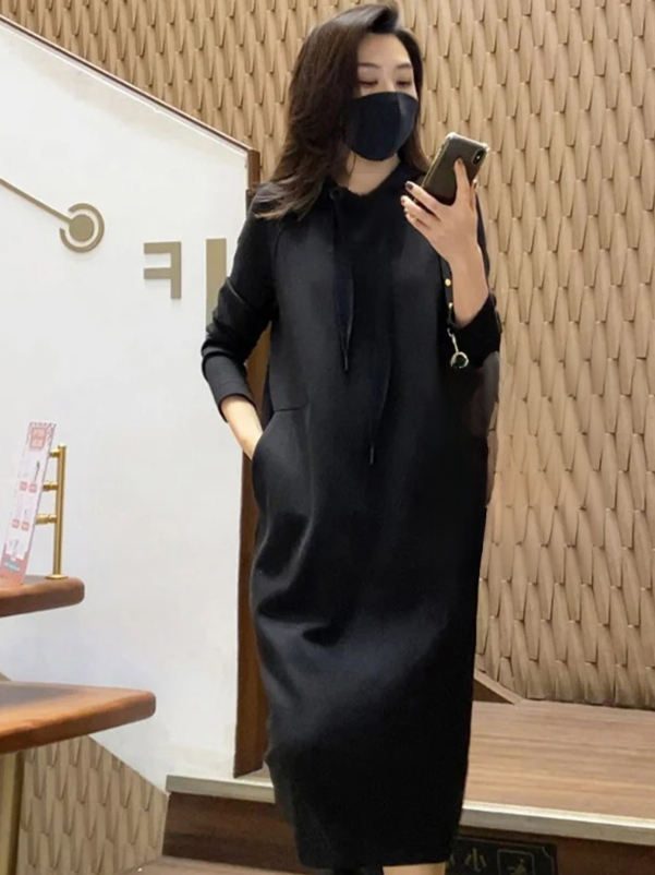 슬림핏 후드 원피스