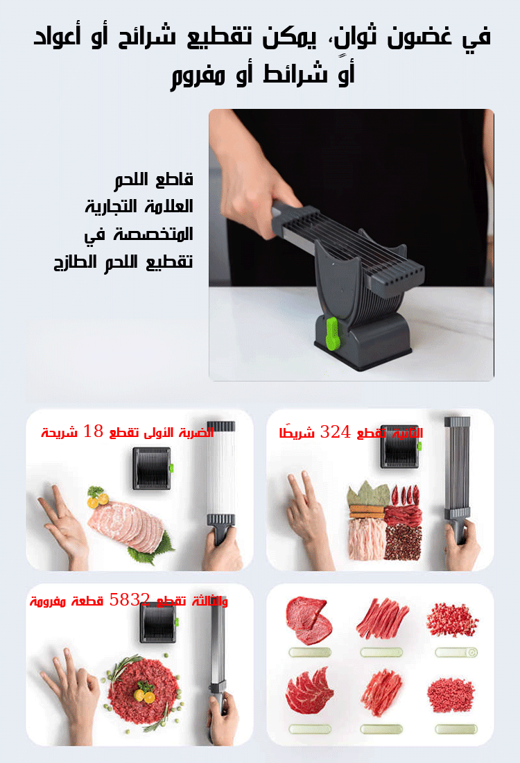 【تقطيع اللحم بسرعة في 3 ثوانٍ】 أداة تقطيع اللحم بشرائح من الفولاذ المقاوم للصدأ
