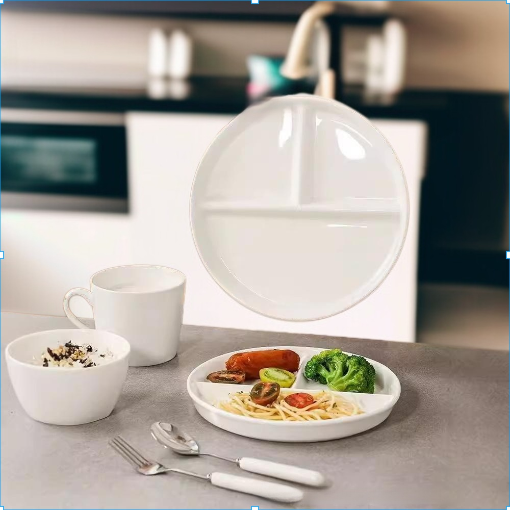 Ceramic compartmentalized dinner plate