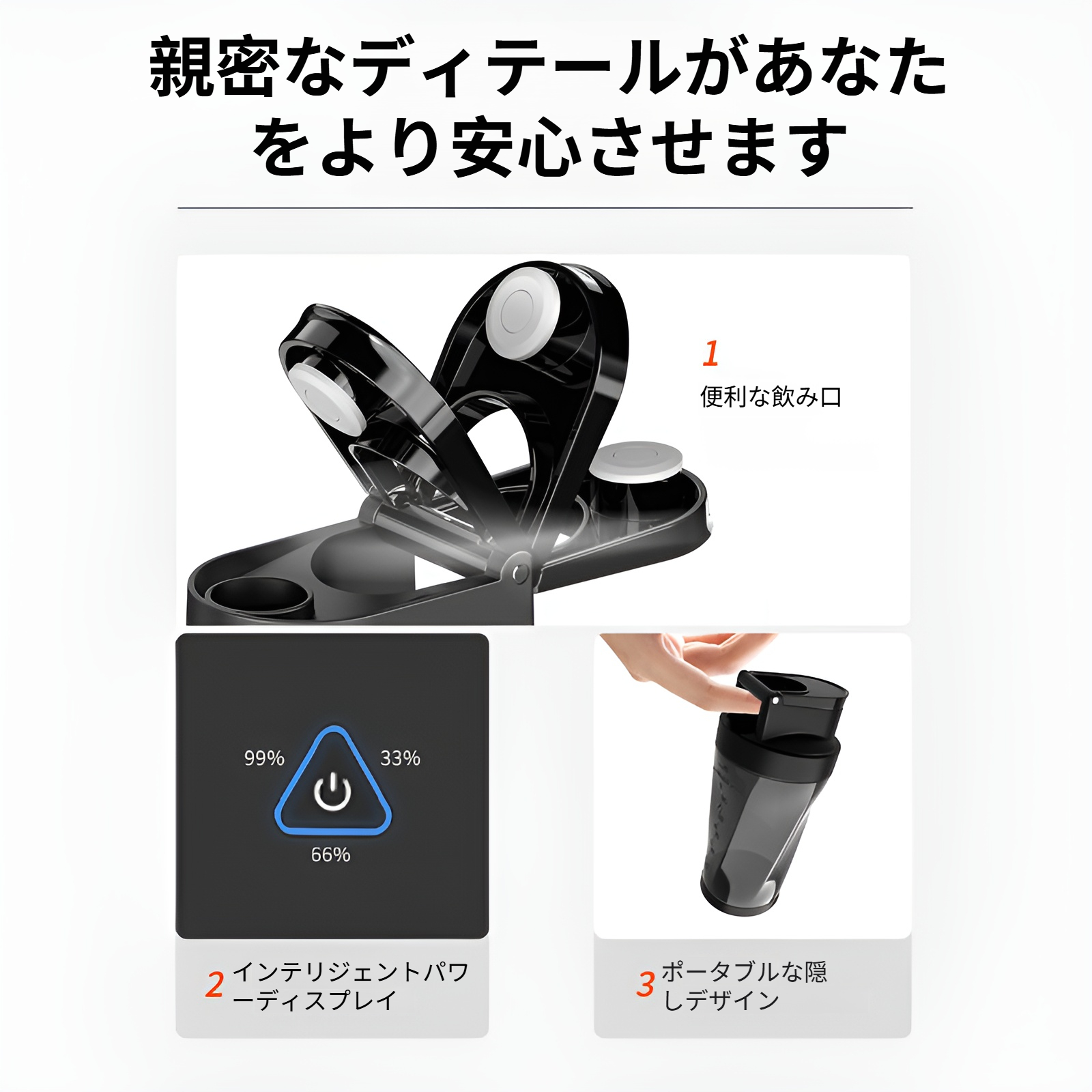 ポータブルジューサー 360W ハイパワー 6000mAhバッテリー ワイヤレスジューサー ジューシングカップ